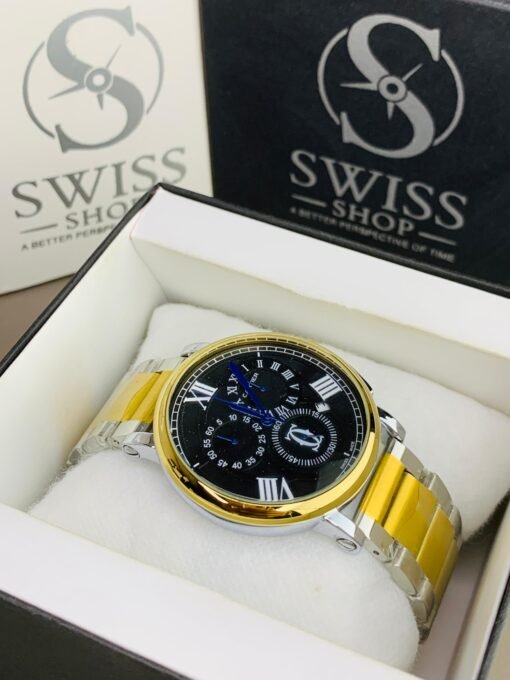 Cartier Black Dial With Golden And Silver Chain ( Chnograph Working ) - Image 2