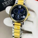 Cartier Black Dial With Golden And Silver Chain ( Chnograph Working )