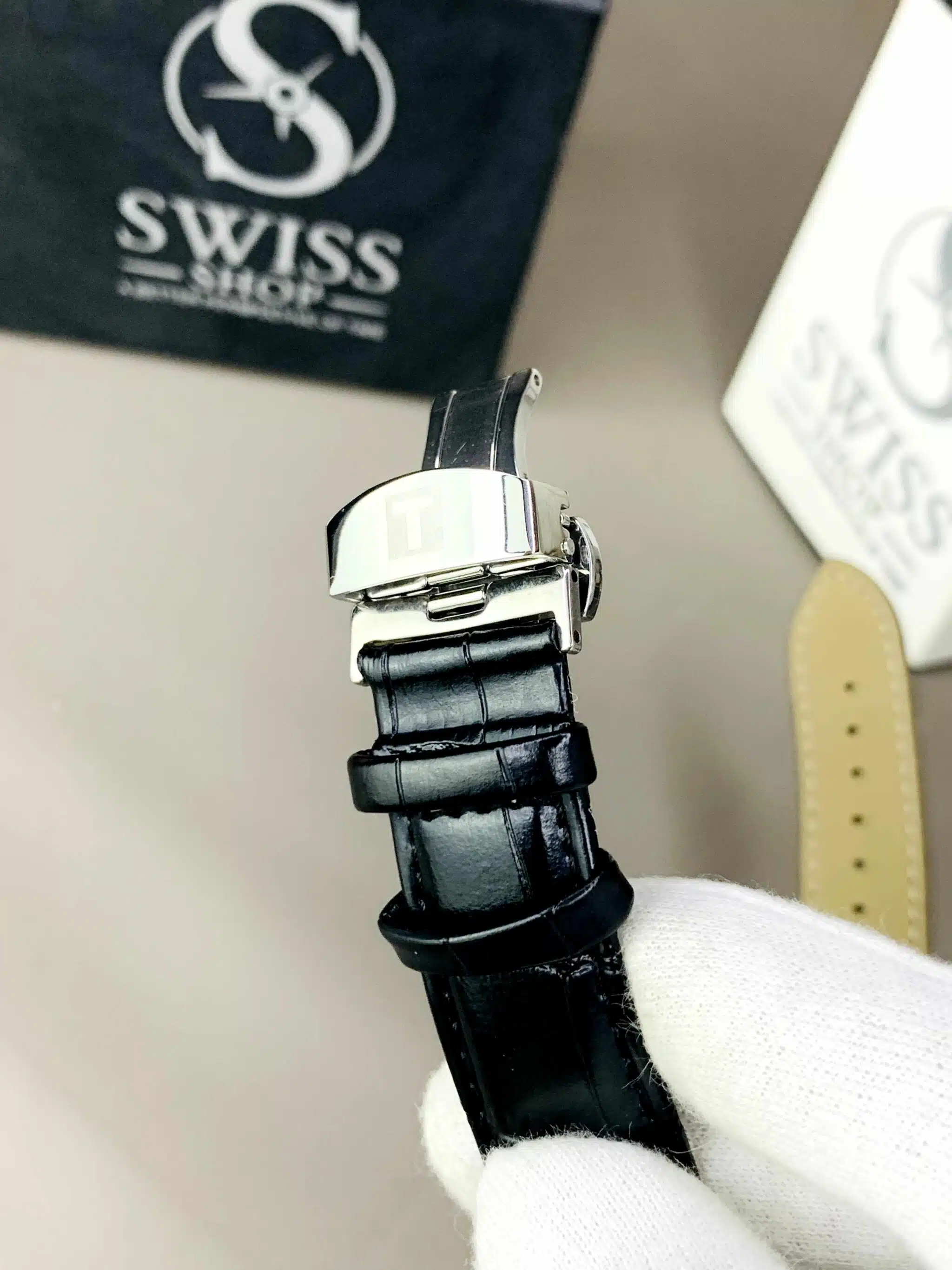 BLACK DIAL ROSE GOLD CASE WITH BLACK STRAP ( CHRONOGRAPH Working ) - Image 4