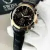 BLACK DIAL ROSE GOLD CASE WITH BLACK STRAP ( CHRONOGRAPH Working )