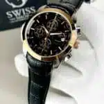 BLACK DIAL ROSE GOLD CASE WITH BLACK STRAP ( CHRONOGRAPH Working )