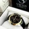 BLACK DIAL ROSE GOLD CASE WITH BLACK STRAP ( CHRONOGRAPH Working ) - Image 2