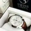 Silver Chrnograph Working With Brown Leather Strap - Image 2