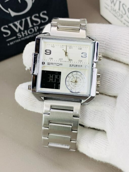 Original Skmei Triple Time Watch Silver Colour