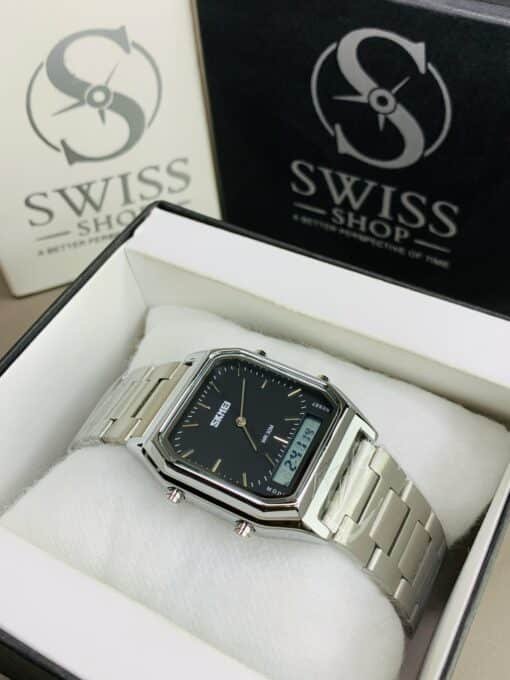 Original Skmei Dual time Silver Colour With Black Dial - Image 2