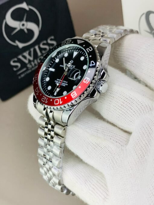 GMT Black Dial Red And Black Case With Silver Chain - Image 3