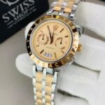 Versace Chronograph Watch - Gold Dial Two-Tone Chain