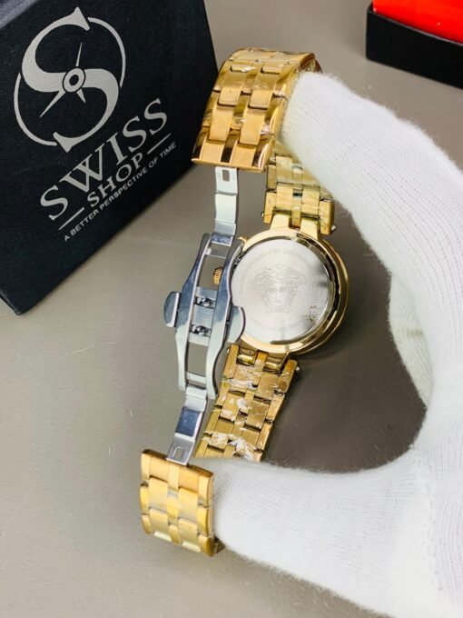 Versace Chronograph Watch - Black Dial Golden Chain - Image 5