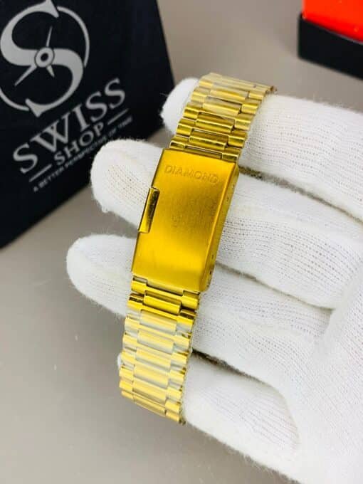 Rado Watch - Gold Dial Golden Chain with White Stones - Image 4