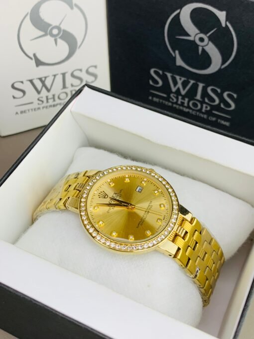 RLX Stones Watch Golden Dial With Golden Chain - Image 5