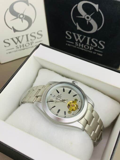 Rolex Oyster Perpetual Labenno Skeleton Edition Silver Dial With Silver Chain - Image 2