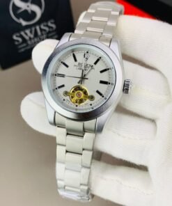 Rolex Oyster Perpetual Labenno Skeleton Edition Silver Dial With Silver Chain