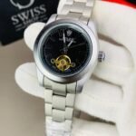 Rolex Oyster Perpetual Labenno Skeleton Edition Black Dial With Silver Chain