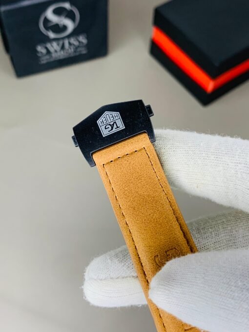 Tag Heuer Carrera Calibre 1887 Chronograph – White Dial Black Case With Brown Strap - Image 4