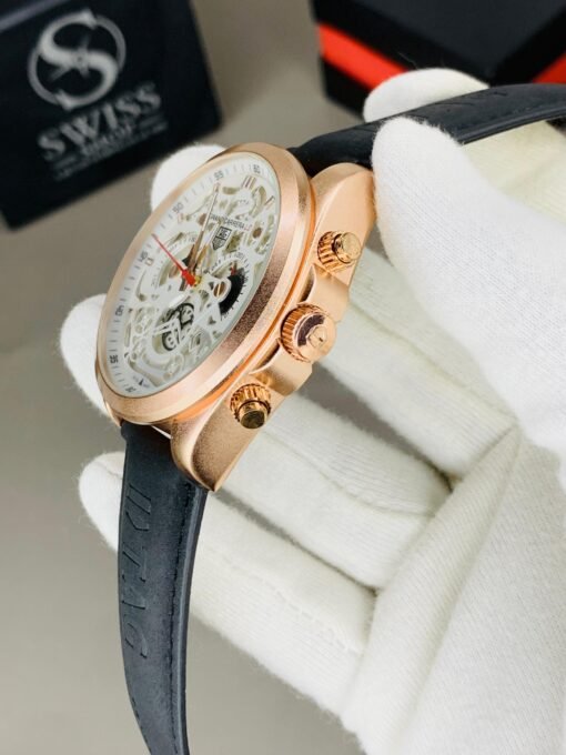 Tag Heuer Grand Carrera LS Skeleton Dial – White Dial Rose Gold Case With Black Strap (Chronograph Working) - Image 3