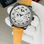 Tag Heuer Carrera Calibre 1887 Chronograph – White Dial Black Case With Brown Strap
