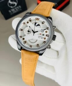 Tag Heuer Carrera Calibre 1887 Chronograph – White Dial Black Case With Brown Strap