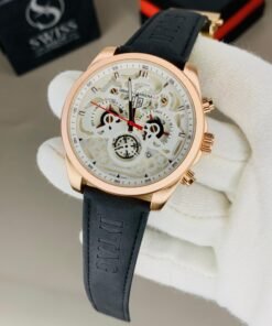 Tag Heuer Grand Carrera LS Skeleton Dial – White Dial Rose Gold Case With Black Strap (Chronograph Working)