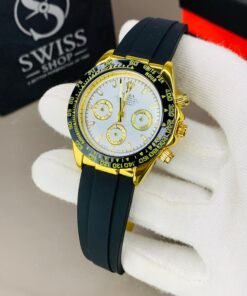 Daytona White Dial With Black And Golden Case