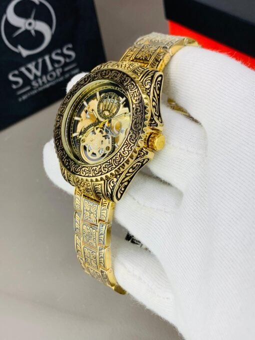 Engraved Black And Golden Case Golden Chain - Image 3