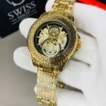 Engraved Black And Golden Case Golden Chain