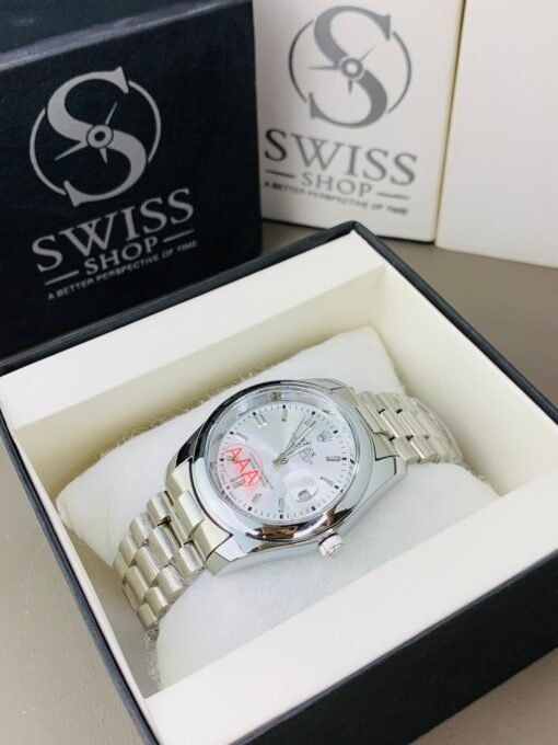 Oyester Perpetual  White Dial Silver Chain - Image 2