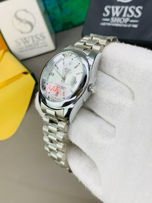Oyester Perpetual  White Dial Silver Chain - Image 3