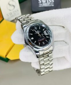 Oyster Perpetual Black Dial Silver Chain.