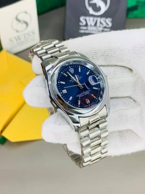 Oyster Perpetual Blue Dial Silver Chain.
