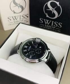 Alternative view of Silver Dial With Black Leather Strap Chronograph Watch  ( Automatic Movement )