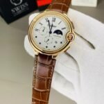 Golden Case  With Brown Leather Strap Chronograph Watch  ( Automatic Movement )